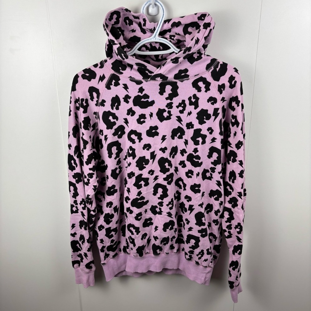 Scamp & Dude Animal Print Bubblegum Pink Cotton Hoodie Sweatshirt Jumper sz S